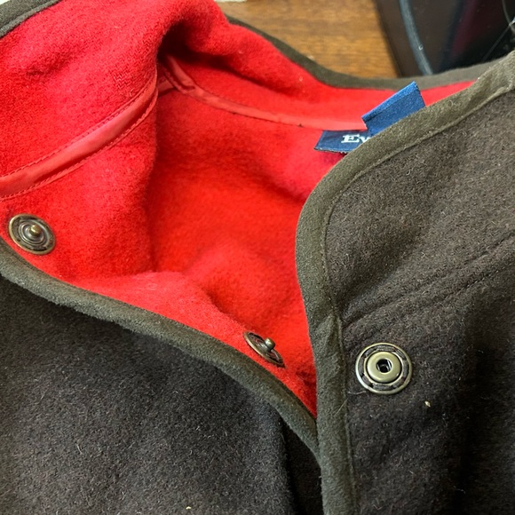 Evan Picone wool blend jacket Size 10 brown w red accents lining military look - Picture 8 of 9